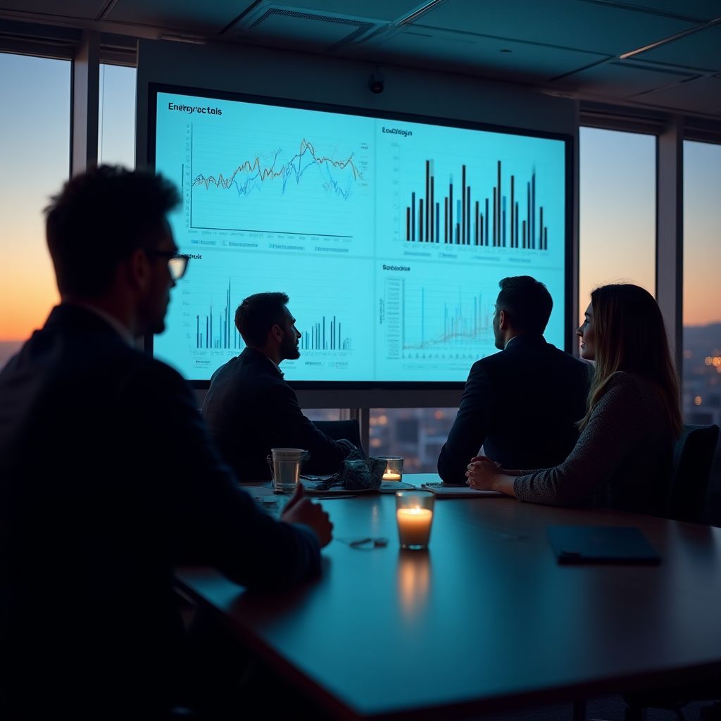 Profesionales analizando datos del sector energético